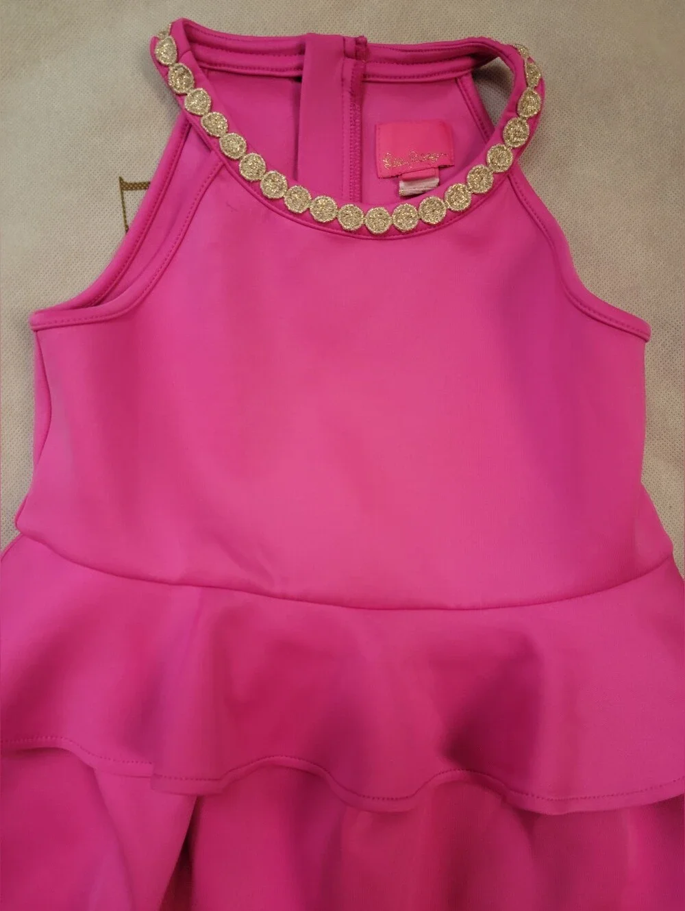 Sz 6-7 Lilly Pulitzer Girls' Caesara Mandevilla Pink peplum Dress